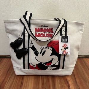 NWT Disney Primark Minnie Mouse Canvas Tote Bag - White and Black